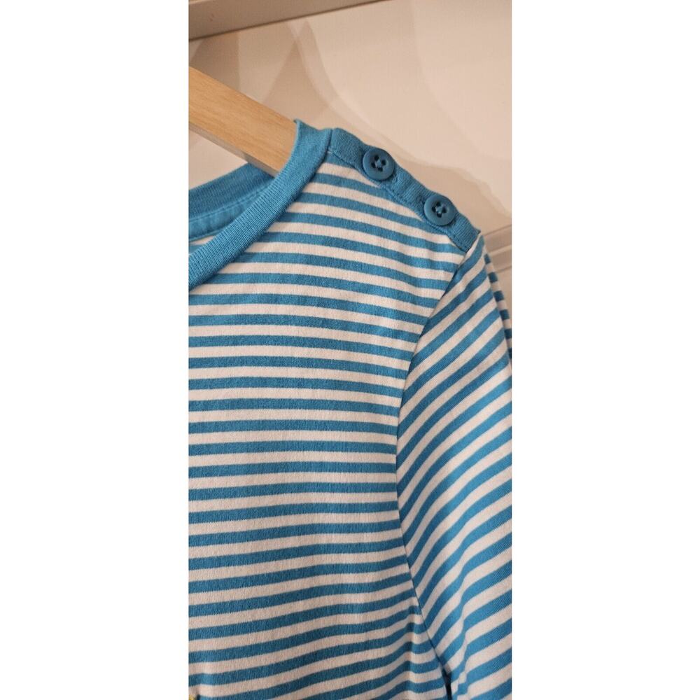 Ralph Lauren Womens LG Blue White Striped Top 100% Pima Cotton Yellow Pony Logo - Picture 3 of 6
